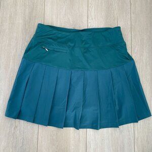 GG BLUE Womens XL Luxe Sport Pleated Golf Skort Zip Pockets Pull On Stretch